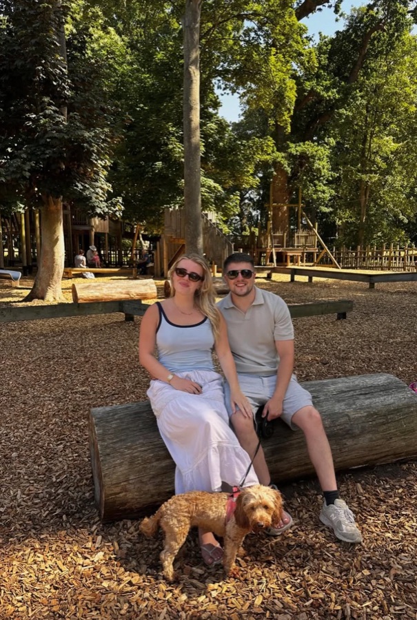 Matthew and Romany with their dog in the park
